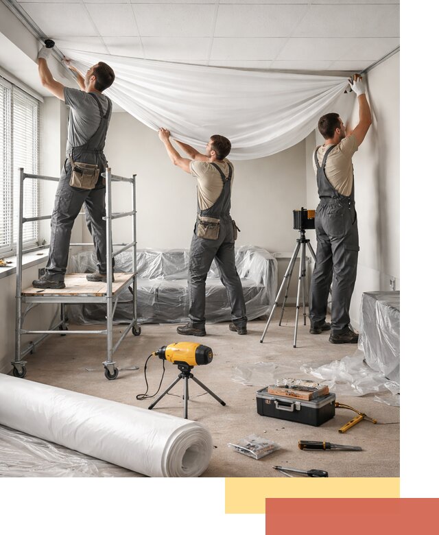 Монтаж натяжного потолка в офисе в Моршанске