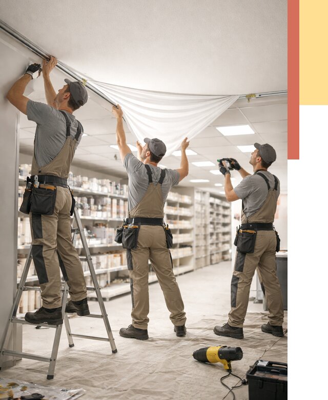 Монтаж натяжного потолка в магазине в Моршанске от 4673 руб. быстро и недорого | ОТДЕЛОЧНИК-Мрш