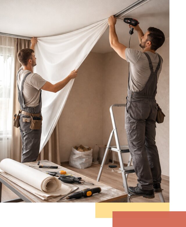 Замена полотна натяжного потолка в Моршанске быстро и качественно