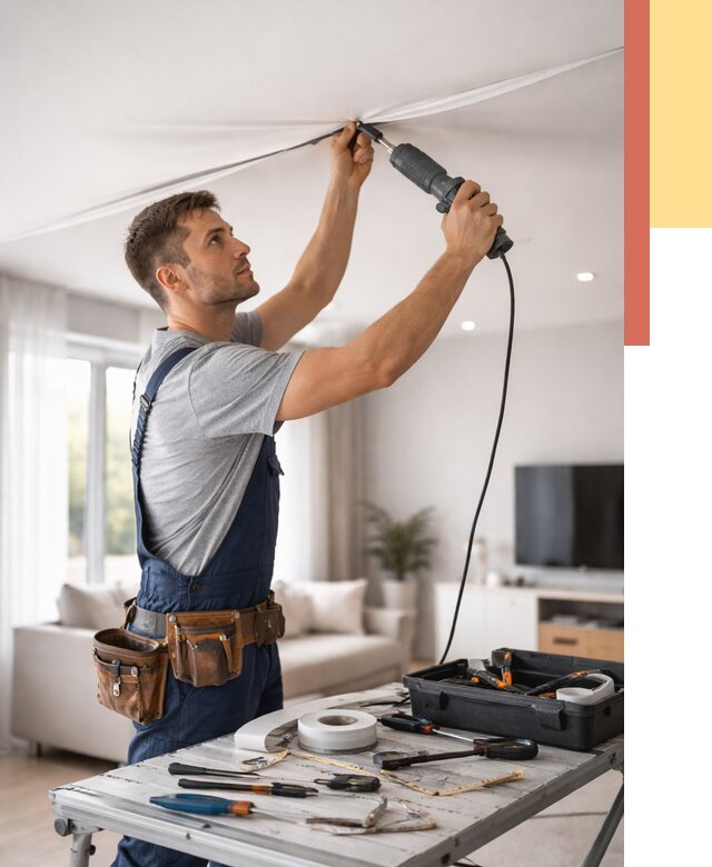 Ремонт натяжных потолков в Моршанске от 9866 руб. под ключ — ОТДЕЛОЧНИК-Мрш