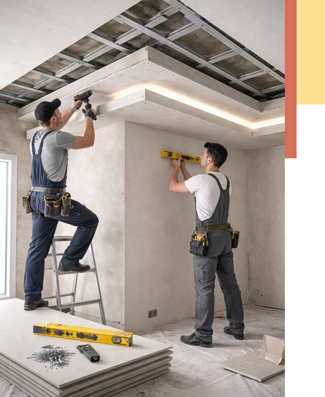 Двухуровневый потолок из гипсокартона в Моршанске от 1506 руб. под ключ | ОТДЕЛОЧНИК-Мрш