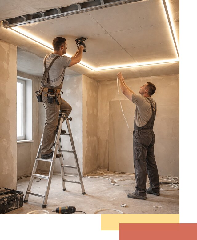 Потолок из гипсокартона с подсветкой в Моршанске