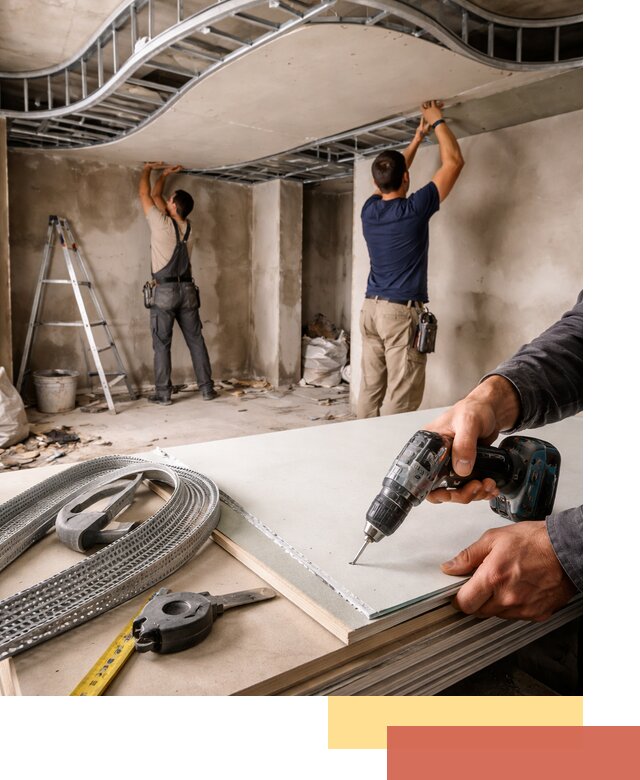 Криволинейный потолок из гипсокартона в Моршанске — монтаж и отделка