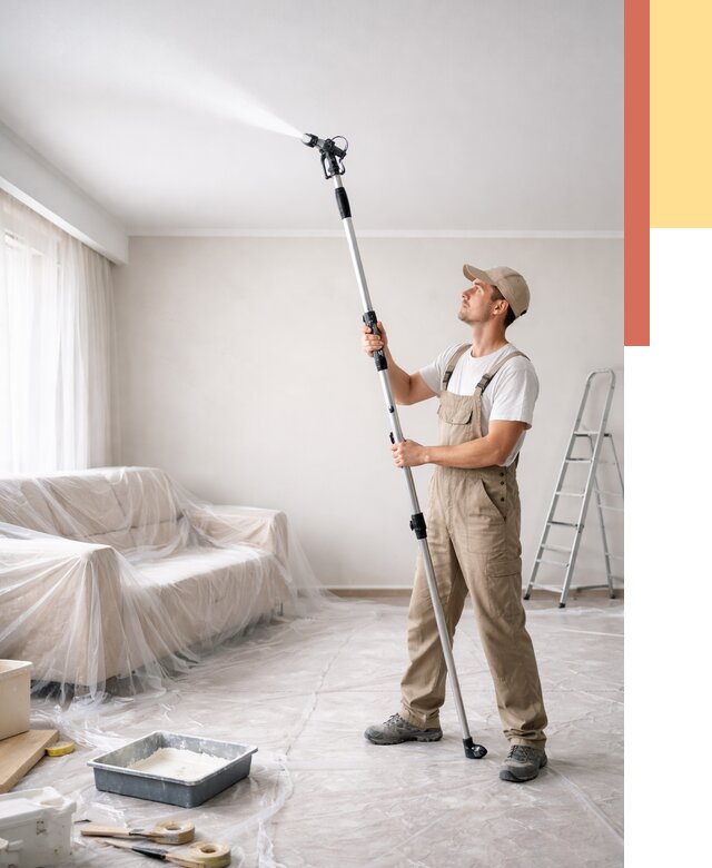 Покраска потолка краскопультом в Моршанске от 4673 руб. быстро и недорого | ОТДЕЛОЧНИК-Мрш