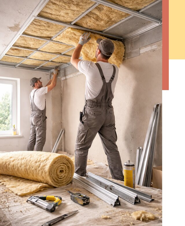 Утепление потолка в Моршанске от 7477 руб/м2 — недорого, быстро, под ключ | ОТДЕЛОЧНИК-Мрш